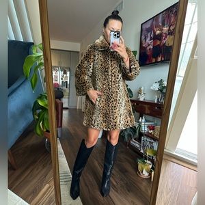 BG faux fur leopard coat, size S